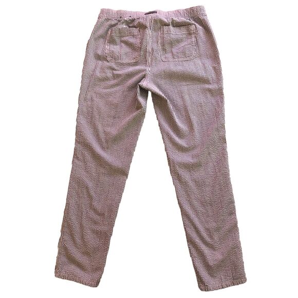 Lands End Seersucker Pants Womens 10 Blue Drawstring Waist Coastal Preppy Comfy - Picture 8 of 13